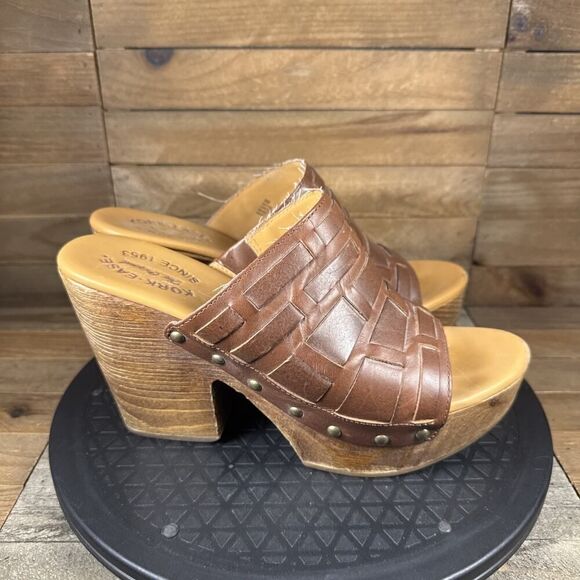 Kork Ease Charissa Womens Sz 9 Boho Platform Brown Leather Woven Sandals - Picture 1 of 8
